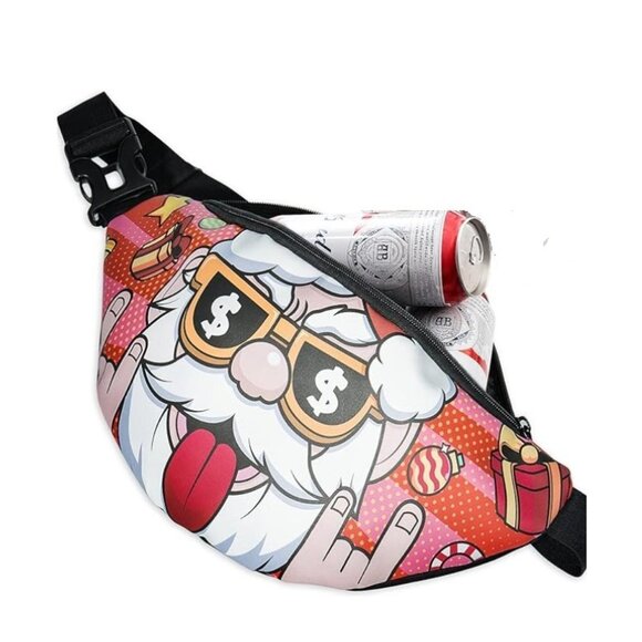 Santa Printed Waist Pack, Waterproof Adjustable Fanny Pack Unisex - Picture 5 of 6